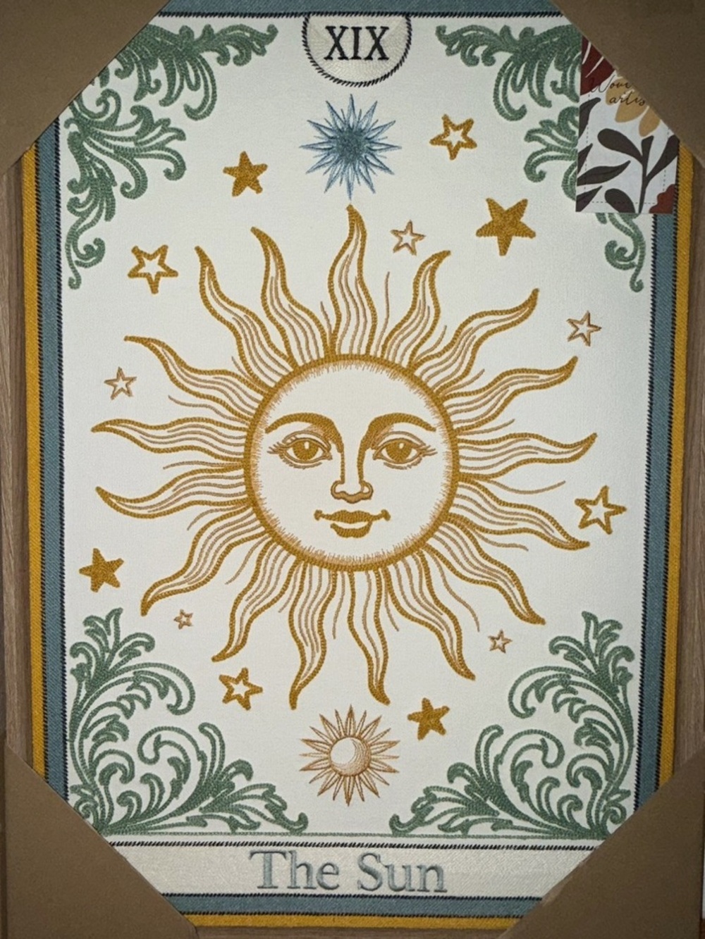 BP Home Woven Textile Embroidered Wall Decor  The Sun  18”X 26”